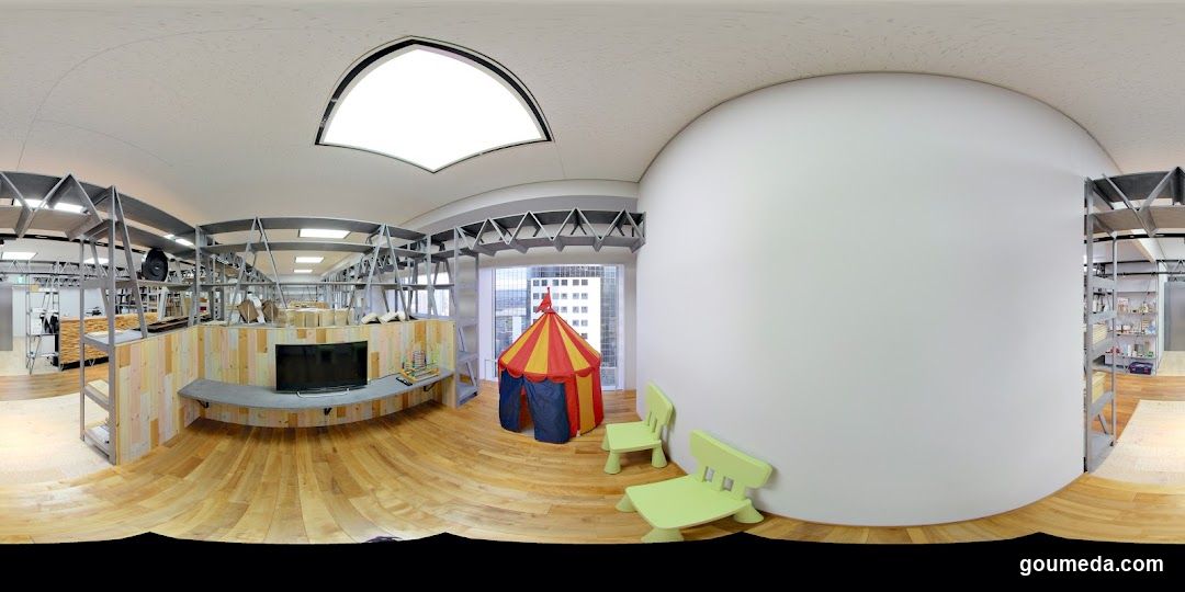 Playroom Interior with Tent and Shelving Units