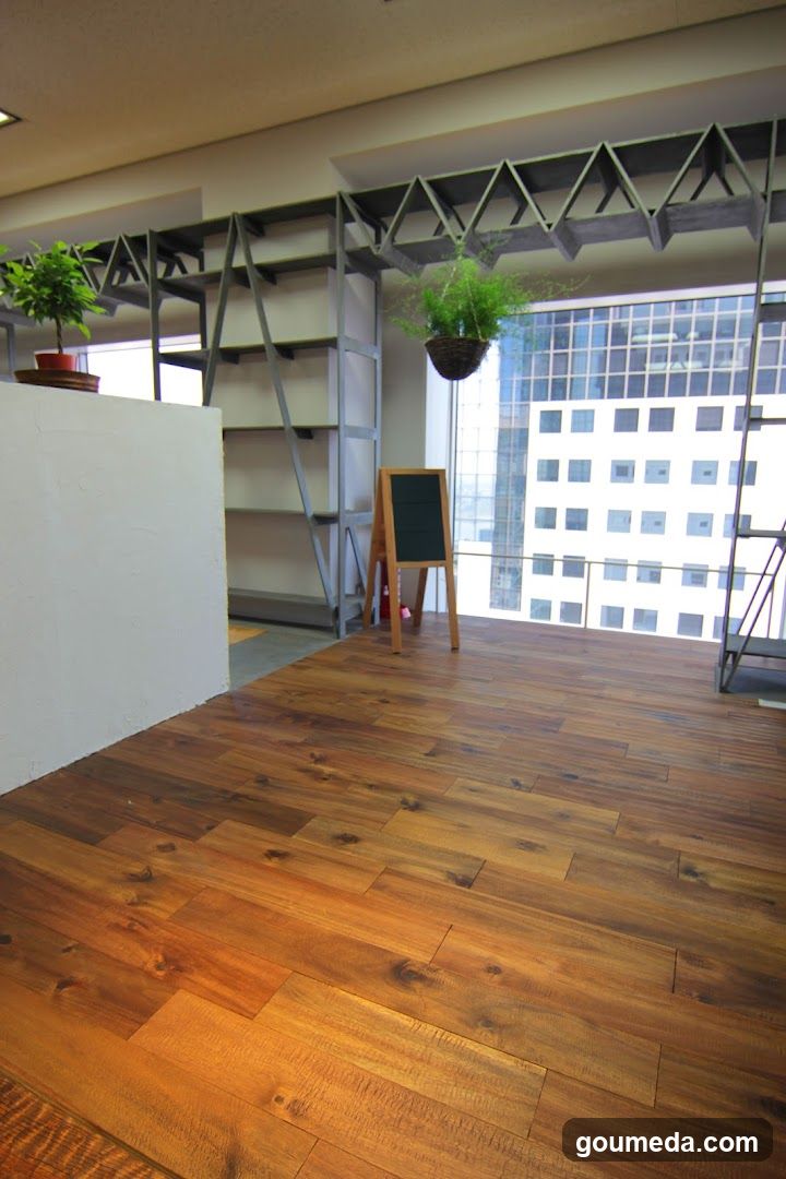 Interior Space with Wooden Flooring and Shelving