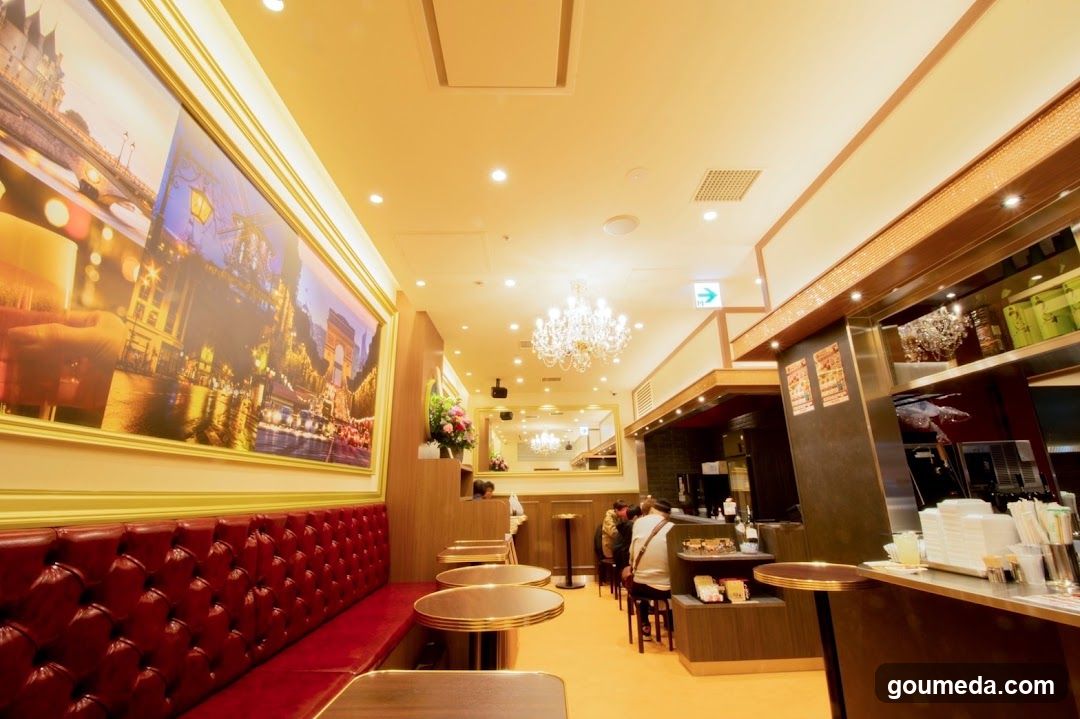 Interior of a cozy café with Parisian theme