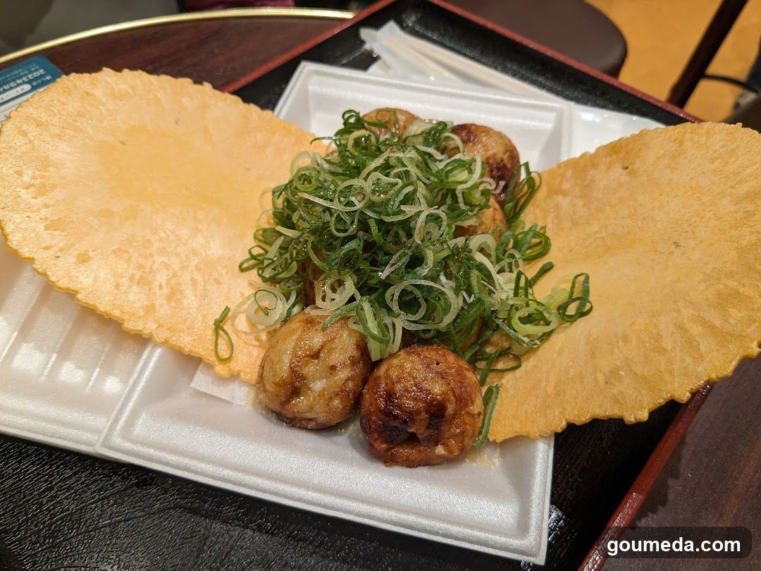 Takoyaki with Scallions and Crispy Wafers