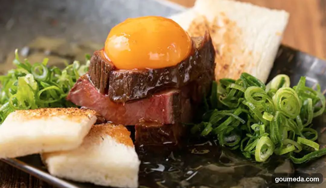 Beef Steak with Egg Yolk and Bread