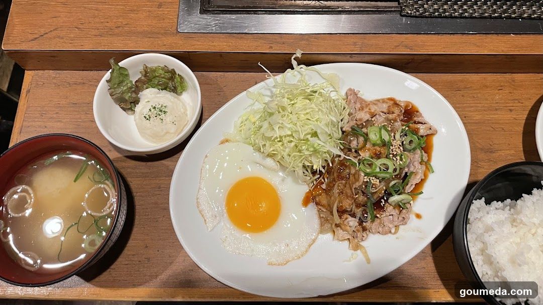 Japanese Meal with Fried Egg and Rice