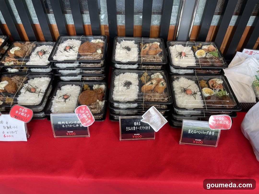 Bento Lunch Display at Market Stall