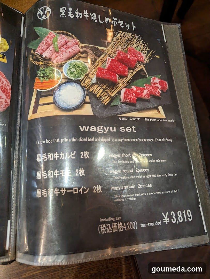 Wagyu Set Menu Page