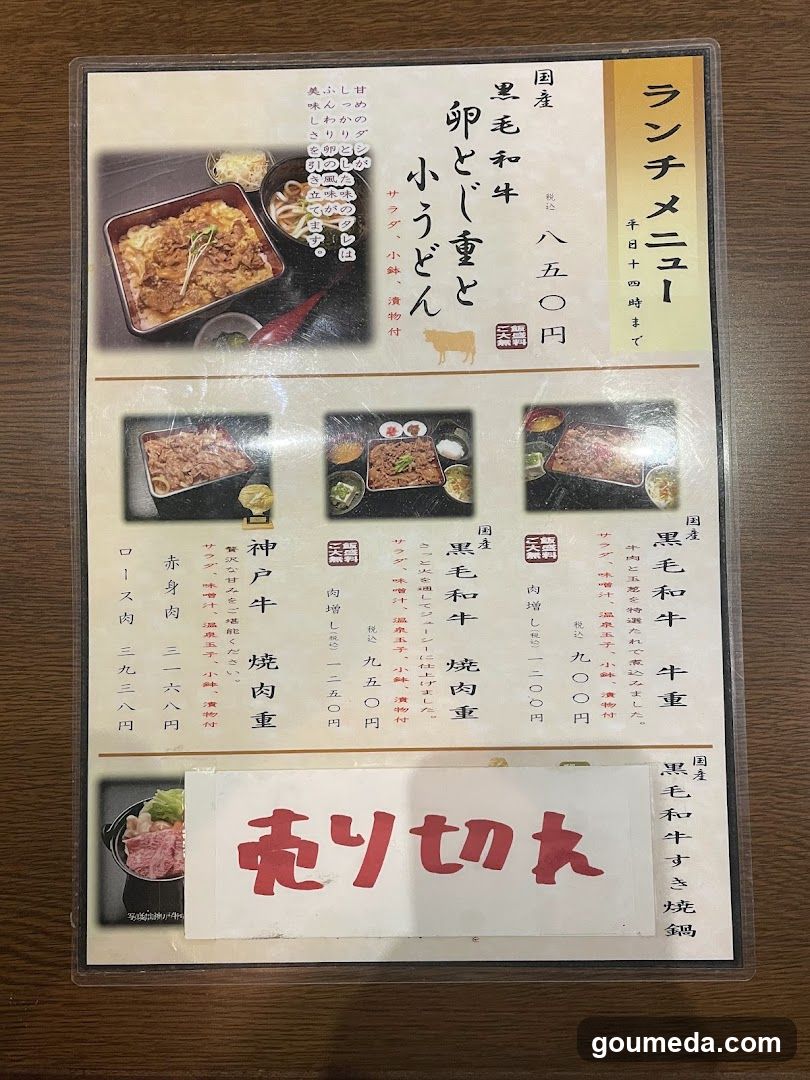 Japanese Lunch Menu