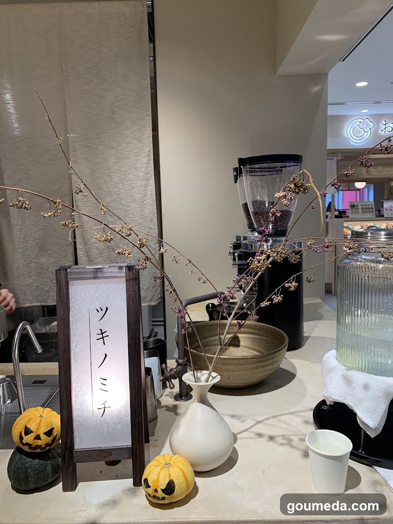Halloween-themed coffee shop interior display