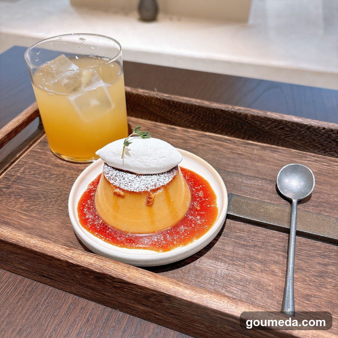 Dessert and Drink on Wooden Tray