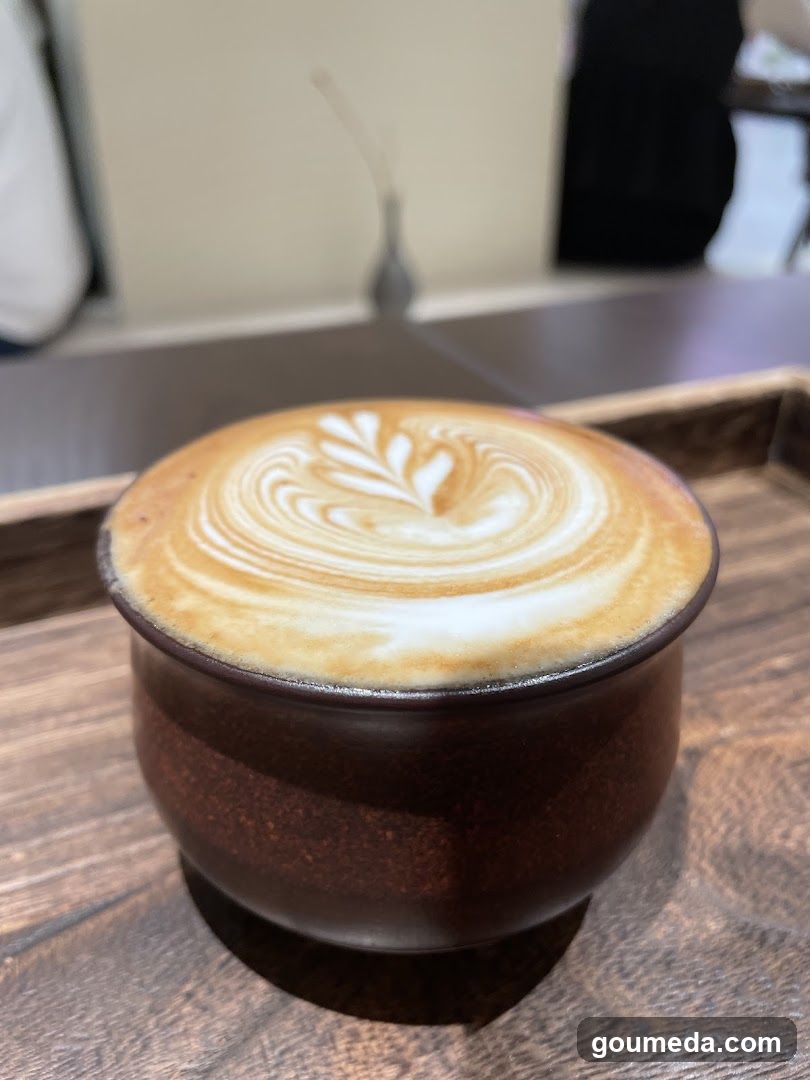 Latte Art Coffee in Ceramic Cup