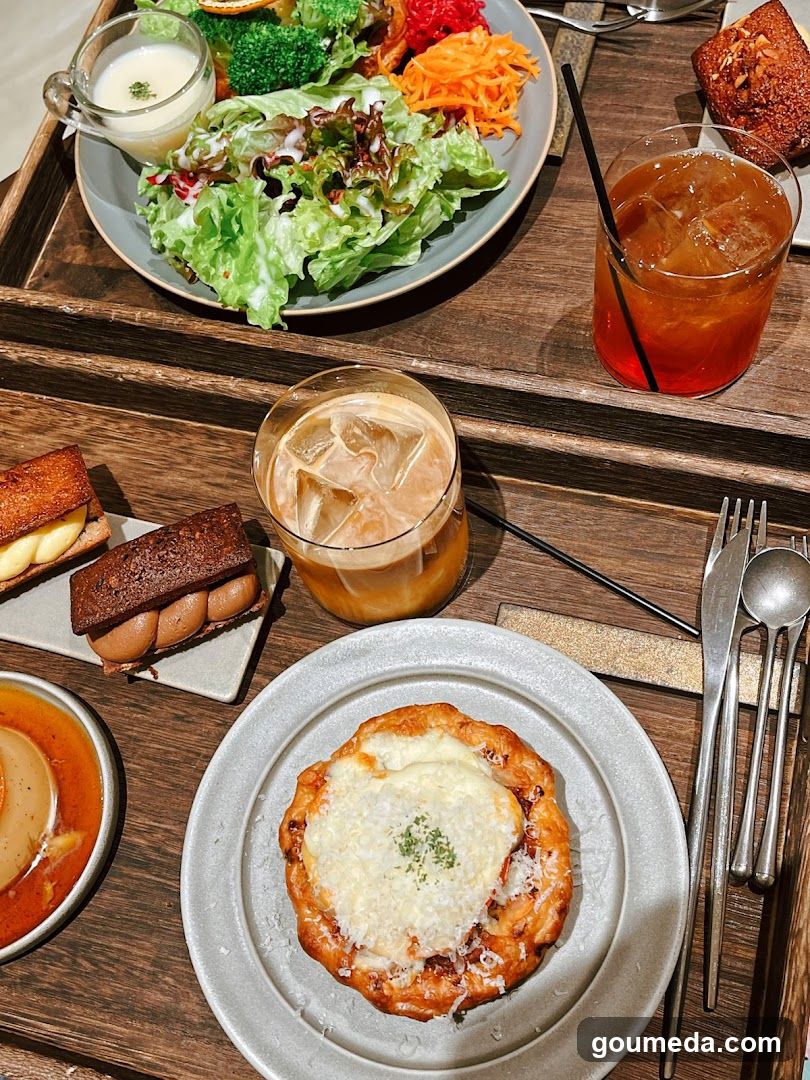 Breakfast Spread with Salad and Desserts