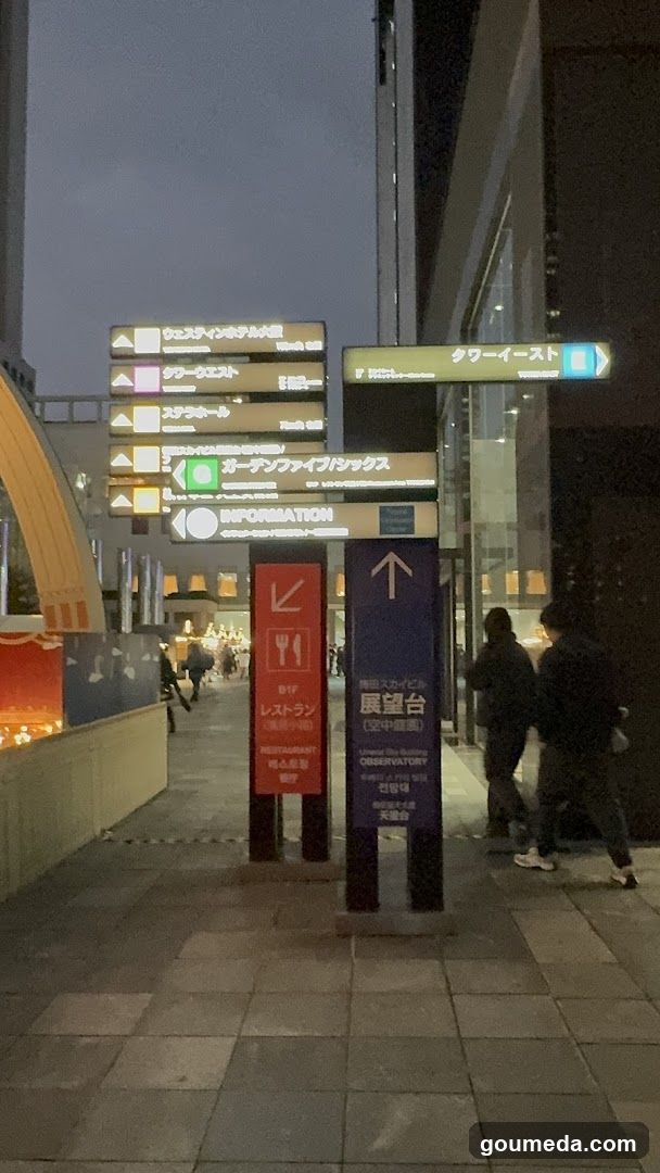 Evening Street Scene with Signage