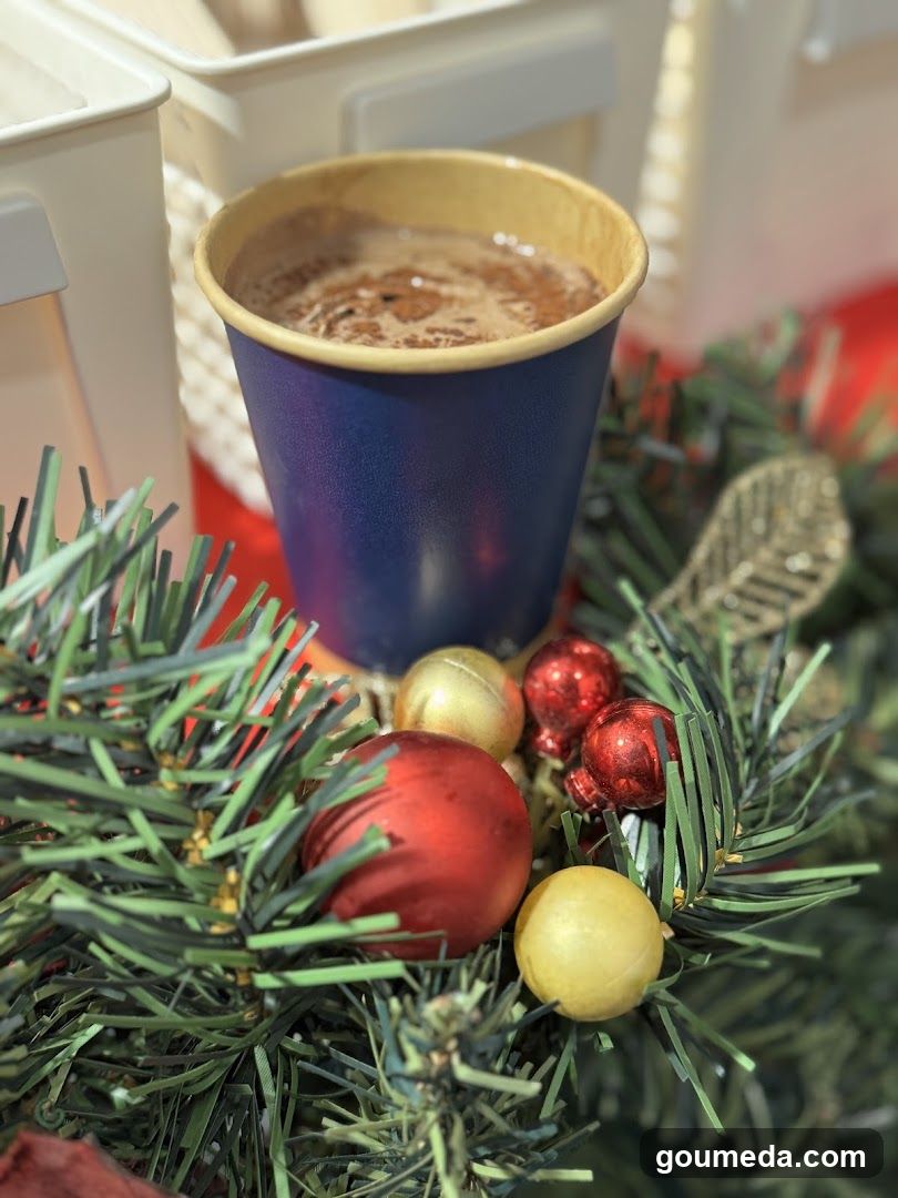 Christmas drink with ornaments