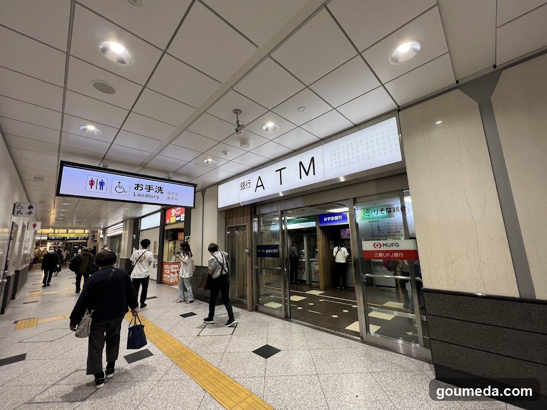 Station Interior with ATM and Lavatory Signage