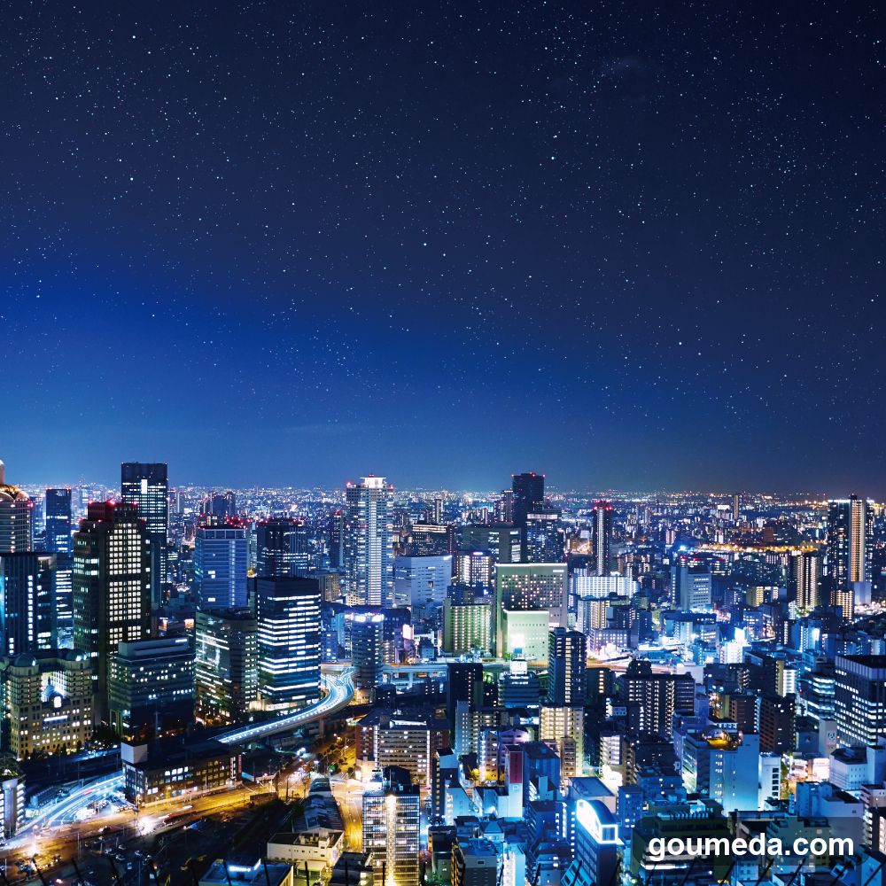 Night Cityscape with Starry Sky