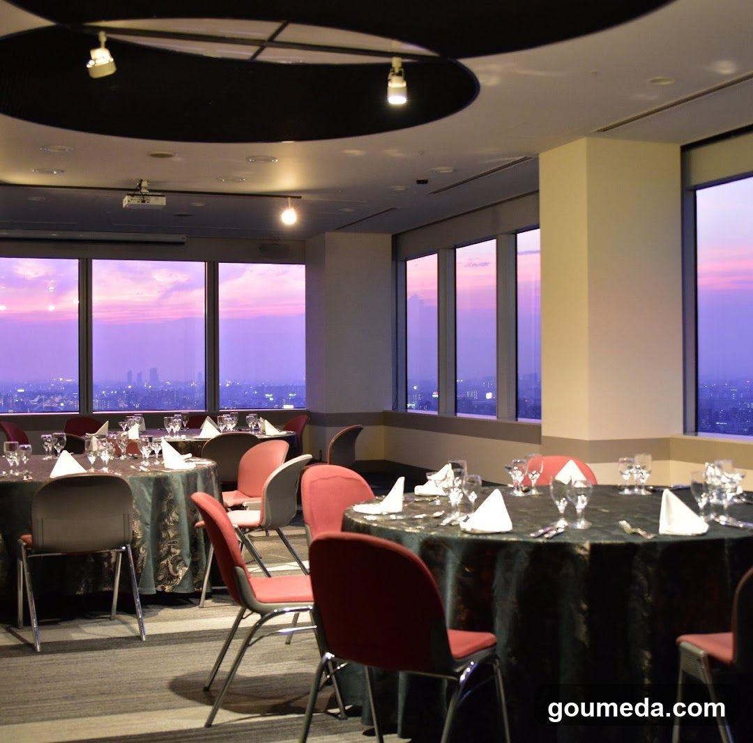 Dining Room Interior with City View
