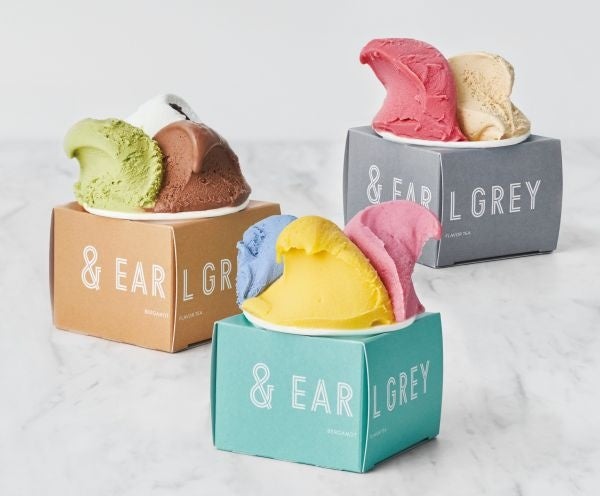 Twelve varieties of tea-infused gelato at the and EARL GREY shop on B1 of Daimaru Umeda, Osaka