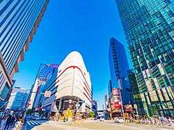 Umeda district overview with high-rise buildings lit at night in Osaka