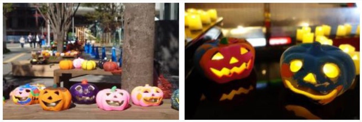 Pumpkin art lanterns at Hanshin Umeda west plaza, Osaka Diamond Festa 2026