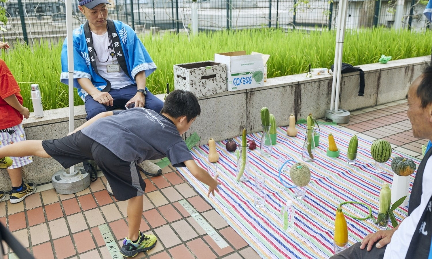 Ennichi fair stalls at one of five Umeda venues during the Umeda Yukata Festival stamp rally